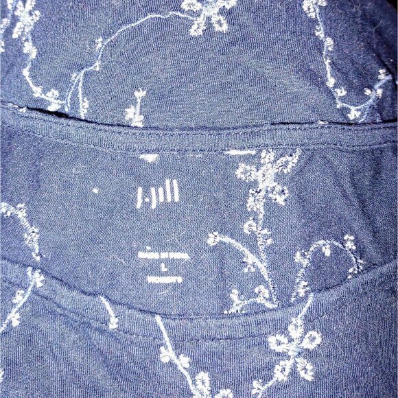 J.Jill Embroidered Top Blue Womens Size Large 3/4 Sleeves - Picture 5 of 9